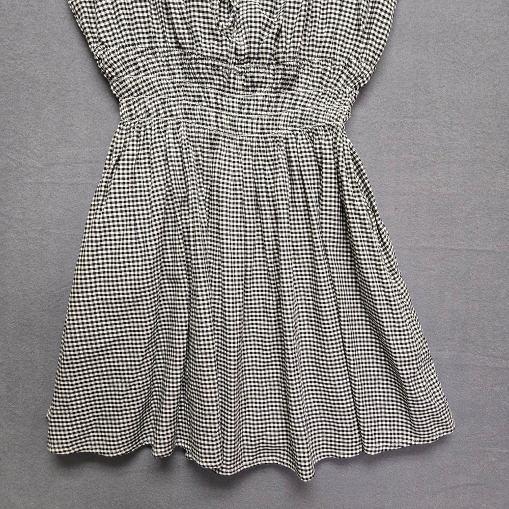 Gap Gingham Cottagecore Country Mini Dress Womens L Tall Black Ruffle Sleeve - Picture 4 of 13